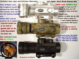 A1Optic Hunting Red Dot Scope Rifle shotgun Pistol 42x2  