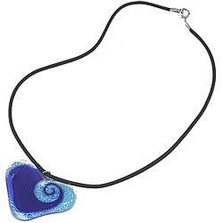Fused Glass Blue/ Turquoise Heart Neckalce (Chile)  