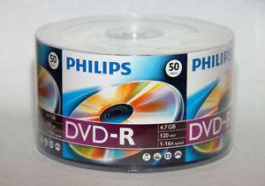 50 Philips 16X Logo DVD R DVDR Blank Disc 4,7GB  