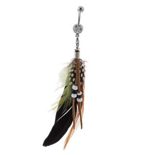Surgical Steel Dangling Removable Feather Belly Ring  Overstock