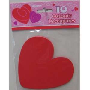  Valentines Red Heart Cutouts 10ct. Toys & Games