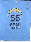 RIP JUNIOR SEAU #55 LEGENDARY NFL SAN DIEGO CHARGER BLUE TRIBUTE T 