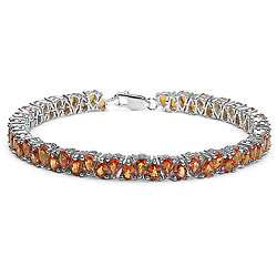 Sterling Silver Orange Sapphire Bracelet  