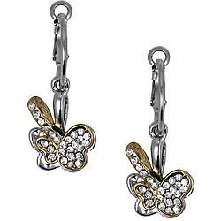 Two tone Clear Crystal Butterfly Earrings  Overstock