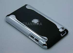 Chrome BLACK hard case iPod touch 4 4G 4th gen iTouch +FREE SCREEN 