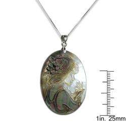   Silver Medium Oval Mother of Pearl Cameo Necklace  