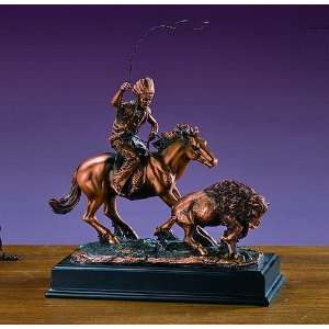   Sculpture   American Indian Hunting Buffalo   10.5 Tall x 10.5 Wide