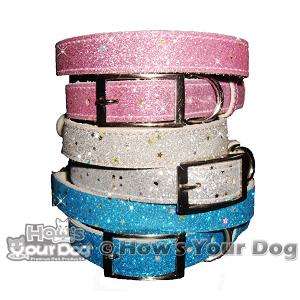 BEDAZZLE GLITTERING LEATHER DOG CAT COLLAR~ALL 4 SIZES~  