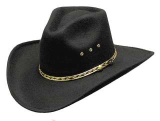 Black Forest Felt Cowboy Hat Pinch Front Elastic Band  