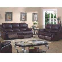 Modern Brown Leather Match 3 piece Living Room Set  
