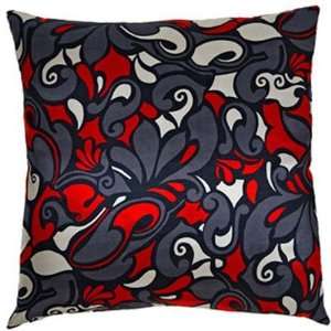  Faux Silk Square Decorative Pillow in Grey and Red