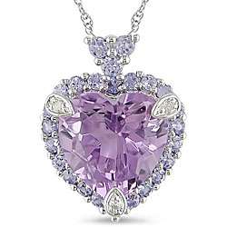   Gold Amethyst, Tanzanite and Diamond accented Necklace  Overstock