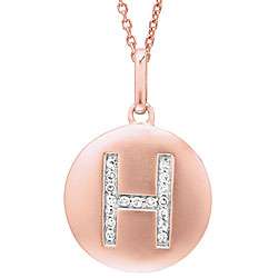 14k Rose Gold Diamond Initial H Disc Necklace  Overstock