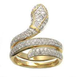 14k Yellow Gold 3/4ct TDW Diamond Snake Ring (H I, I2)  Overstock