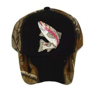 OUTDOOR CAMOUFLAGE TROUT FISH HAT CAP REALTREE CAMO BLK:  