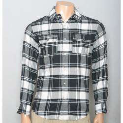   Cheap Shirt Mens Black/ White Woven Flannel Shirt  Overstock