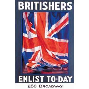  Britishers Enlist To Day   Poster by Guy Lipscombe (12x18 