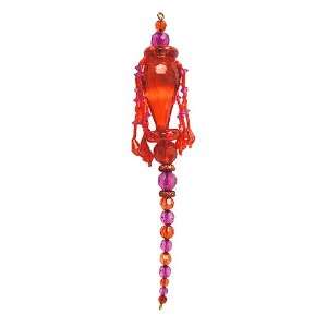 Red & Purple Beaded Fringe Finial Christmas Ornament:  Home 