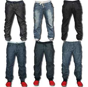 Mens Jeans Cuffed Twisted Carrot Fit Joggers Denim 5Designs & Colours 