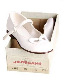Vintage Girls Dress Shoes White Leather Mary Janes 1950s NIB  
