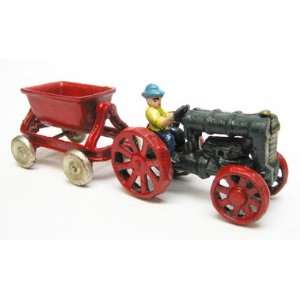   Tractor with Spill Wagon Replica Cast Iron Collectible Farm Toy Home