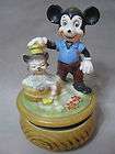 Vintage Rotating Mickey Mouse Music Box Mickey Washing Cat Made in 