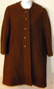 Brown Wool Vintage Winter Coat 8 10 M Knee Length EUC  