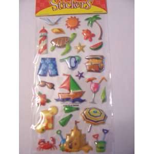  Foil Puffy Stickers ~ A Day At the Beach Toys & Games