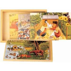  Puzzled   Wooden Puzzle Jigsaw Boxes   FARM LIFE 4 IN 1 