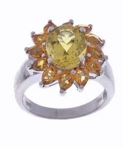 Sterling Silver Beryl Citrine Sunflower Ring  Overstock