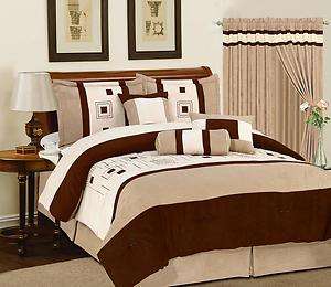   Coffee / Taupe Micro Suede Comforter Bedding Set or Curtain set 37