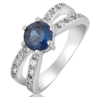 SALE Gift Blue Sapphire White Gold GP Ring Lady Fashion Jewelry 6/M 