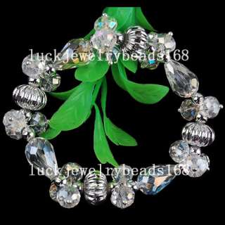 AB White Crystal Drop Necklace Bracelet Earrings Set FG3897  