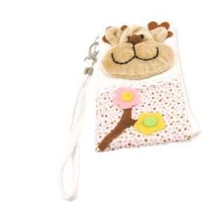  Gino Bear Head Decor Zip Up Pouch Bag Holder w Strap for 