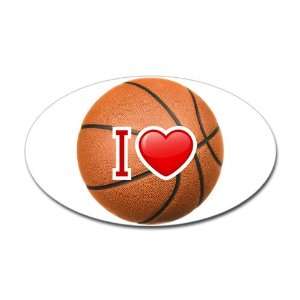 Sticker (Oval) I Love Basketball 