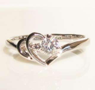 NEW heart to heart created diamond silver tone ring promise engagement 