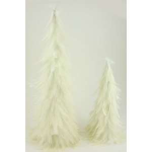  Set of 2 Ivory Feather Trees