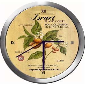  ISRAEL 14 Inch Coffee Metal Clock Quartz Movement Kitchen 