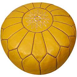 Leather Mustard Pouf Ottoman (Morocco)  Overstock