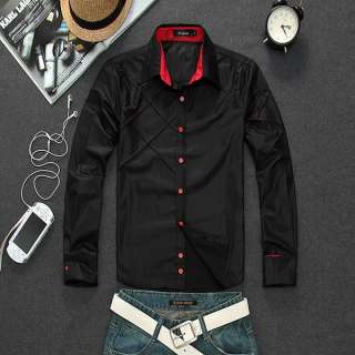 Mens Casual Slim fit Stylish Long Sleeve Shirts Luxury Two Color Three 