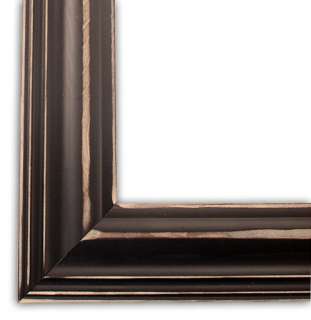 Wide Distressed Black Picture Frame Solid Wood  