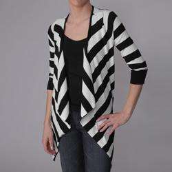 XOXO Womens Striped Shawl Neck Open Front Cardigan  Overstock
