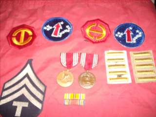 WWII ARMY UNIFORM PATCHES &CAMPAIN BARS     MEDALS  