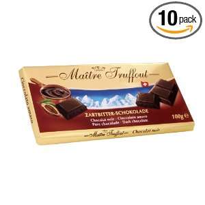 Maitre Truffout Dark Chocolate, 100 Grams (Pack of 10)  