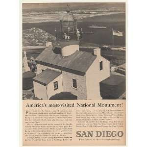  1961 Cabrillo National Monument Lighthouse San Diego Print 