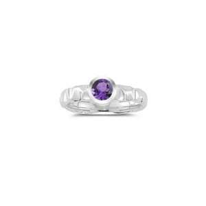  0.39 Cts Amethyst Solitaire Ring in 14K White Gold 8.5 