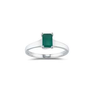  0.37 Ct Emerald Solitaire Ring in 18K White Gold 8.5 