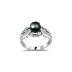  0.08 Cts Diamond & Pearl Womens Ring in 14K White Gold 3.5 