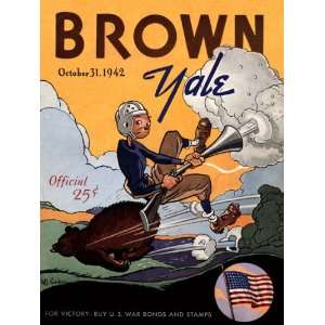Historic Game Day Program Cover Art   YALE (H) VS BROWN 1942 AT YALE 