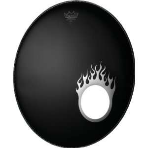 Remo Dynamo Bass Drum Port Graphic Flame Chrome 5 inch 
